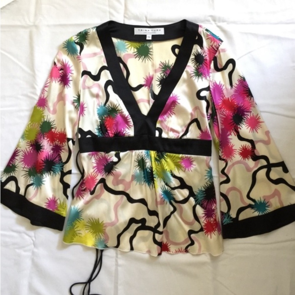 Trina Turk kimono printed silk blouse